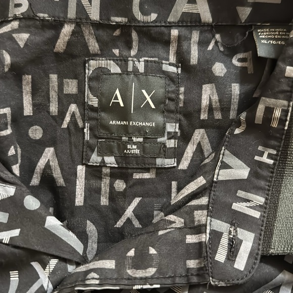 Armani Exchange Black Graphic Men's Shirt, XL - Picture 7 of 8